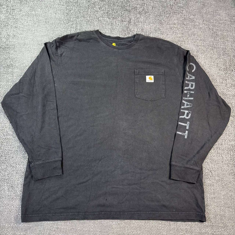 Carhartt Long Sleeve Pocket T-Shirt Mens XL Black Graphic Sleeve Original Fit